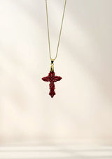 Cruz Repujada con cadena de bolitas