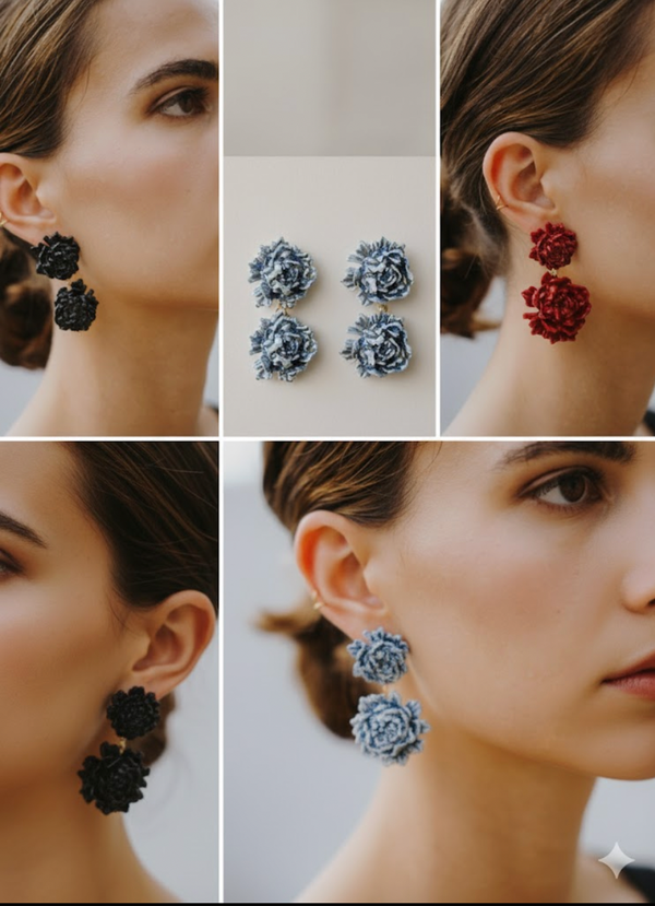 Pendientes Peonia Doble