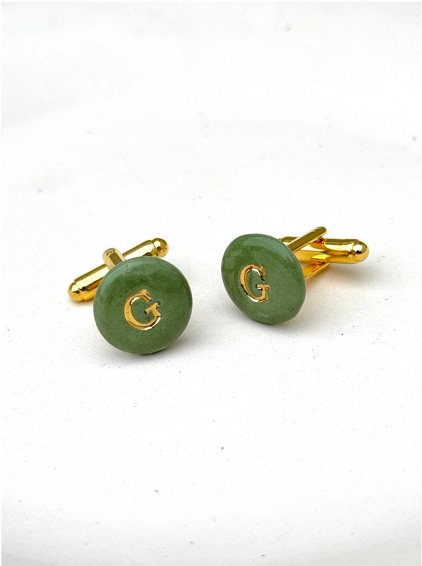 Gemelos Verdes con fornitura oro