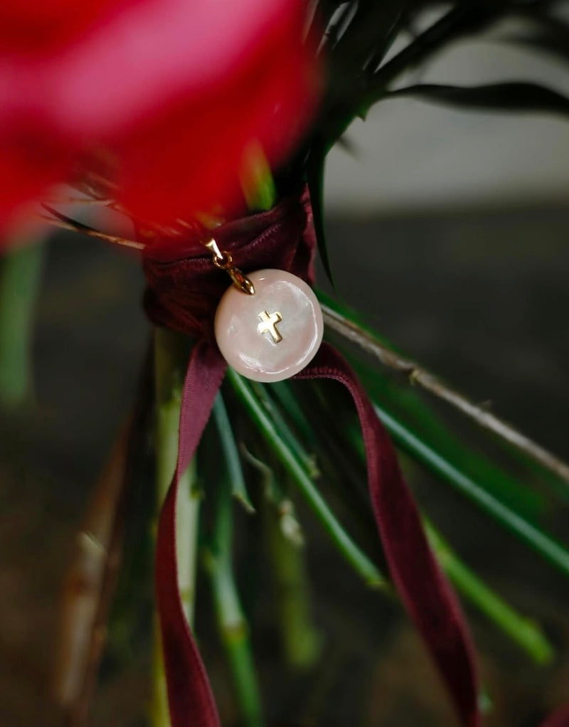 Personalized Bridal Bouquet Medals on one side