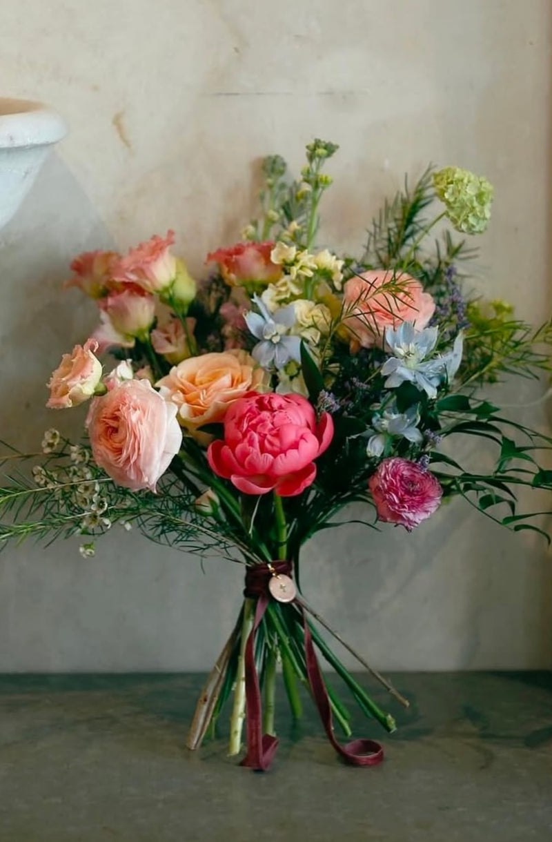 Personalized Bridal Bouquet Medals on one side