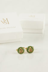 Three-initial cufflinks with gold fittings