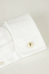 Three-initial cufflinks with gold fittings