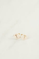 Three-initial cufflinks with gold fittings
