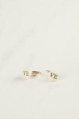 Three-initial cufflinks with gold fittings