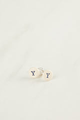 Three-initial cufflinks with gold fittings
