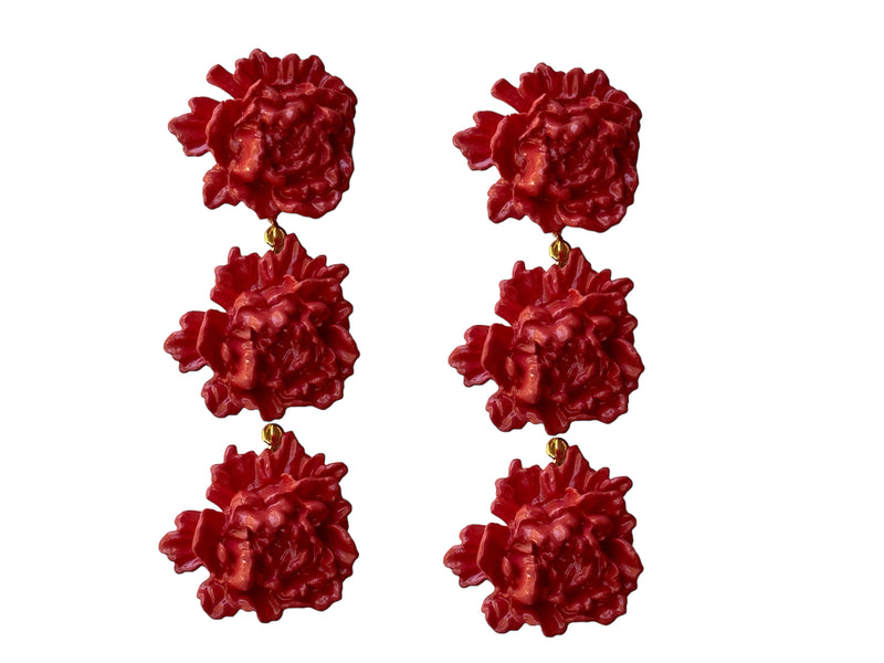 Pendientes Peonia Triple