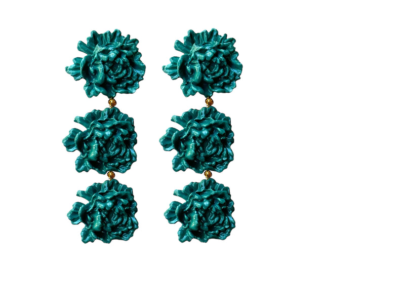 Pendientes Peonia Triple