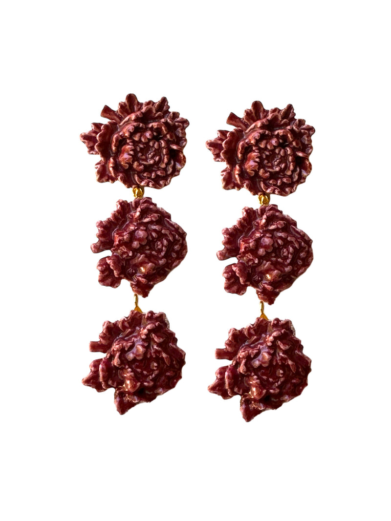 Pendientes Peonia Triple