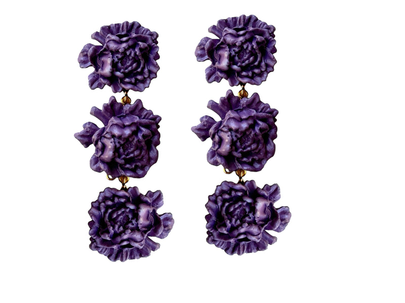 Pendientes Peonia Triple