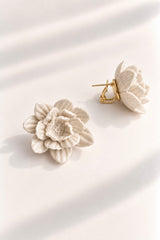 Pendientes Rosa de Jardín for Redondo Brand M - Blanco