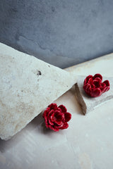 Pendientes Rosa de Jardín for Redondo Brand M - Rojo